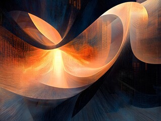 Poster - An abstract digital art piece featuring dynamic curves and vibrant colors, creating a sense of movement and depth. Ideal for creative projects and modern design applications.