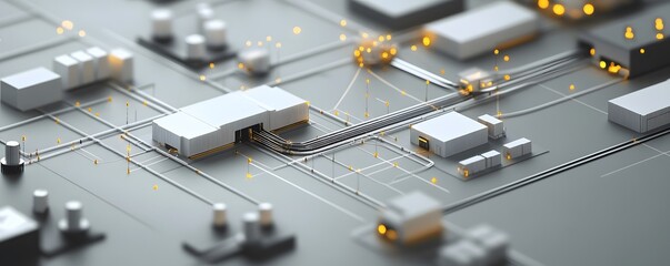 Poster - A close-up view of a modern circuit board featuring intricate designs and glowing elements. This digital representation showcases advanced technology in electronics and innovation.