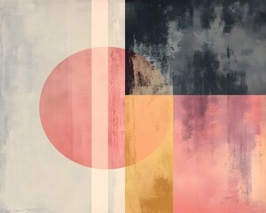 Poster - A modern abstract composition featuring geometric shapes and soft colors