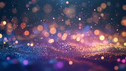 Wall Mural - Sparkling glitter, colorful bokeh, dark background.