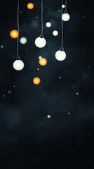 Wall Mural - a cluster of luminaries suspended from the roof above during the winter with snow beneath and celest