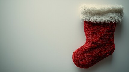 Poster - Red Christmas stocking on white background, ready for gifts.