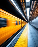 Motion Blur of a Yellow Subway Train