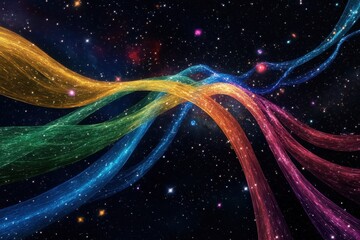 Poster - Colorful cosmic waves flow through the galaxy, creating a stunning visual of space movement
