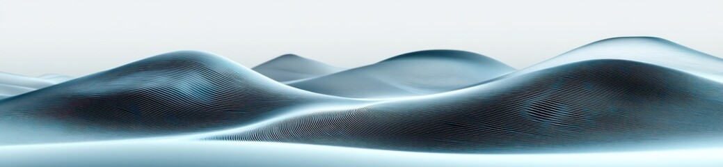 Poster - Abstract landscape of soft, rolling hills in muted blue tones.