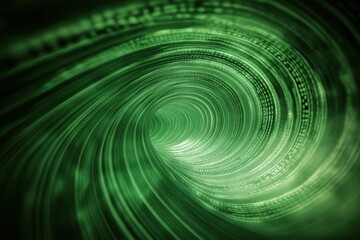 Fototapete - Swirling green digital data tunnel creating a visual sense of depth and movement