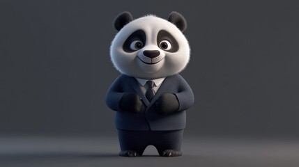 Poster - Cute cartoon panda in a suit.