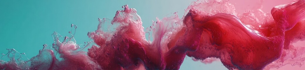 Aufkleber - Abstract pink and teal paint splash in water.