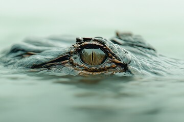 Aufkleber - Close-up of a crocodile's eye peeking above the water.