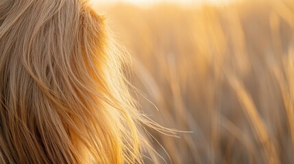 Aufkleber - Golden fur against sunlit wheat field.