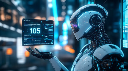 Poster - 2025, a futuristic vision of innovation and ai artificial intelligence, highlighting the role of rob