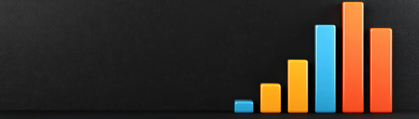 Poster - colorful bar graph showing steady growth on dark background
