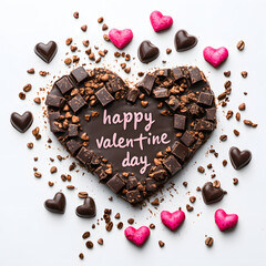 Wall Mural - happy valentine day in white background with chocholatte love and rose flower