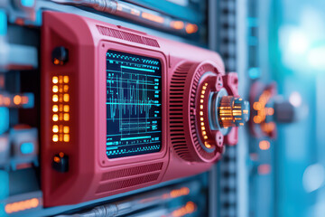Poster - Advanced laboratory equipment with glowing displays and controls