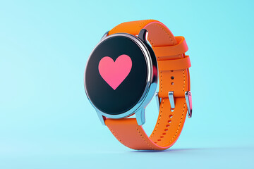 Poster - Vibrant smartwatch with heart symbol on orange strap