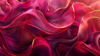 Poster - Delicate and flowing layers of red and pink fabric create a visually stunning backdrop. The soft waves capture the essence of romance, perfect for Valentine's Day gatherings and events.