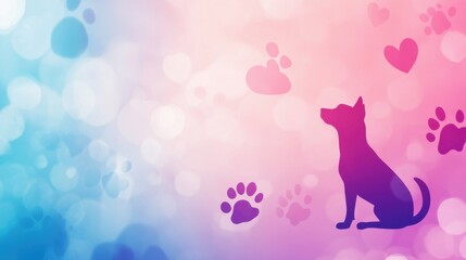 Wall Mural - National Pet Day abstract background. Featuring soft pinks, purples, and blues. Highlighting love for pets, happiness, and companionship. Ideal for National Pet Day