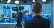 © Friedbert - News reporter preparing for a live broadcast in a modern studio