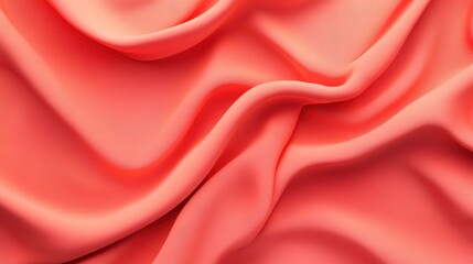 Poster - Coral Fabric Draped in Soft Waves and Folds