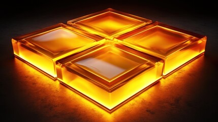 Poster - Illuminated Glass Cubes Form Abstract Square Pattern