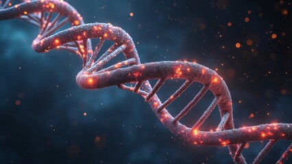 Glowing DNA Helix Strand, Genetic Code, Science Background