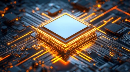 Poster - Illuminated Central Processing Unit On Circuit Board