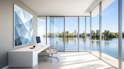Poster - Modern Lakeview Office Workspace Minimalist Design