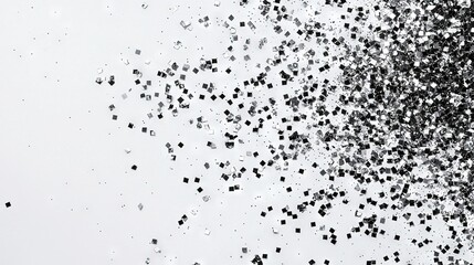 Wall Mural -   A photo depicting numerous black-and-white objects suspended mid-air against a white backdrop