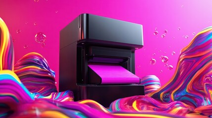 Aufkleber - Vibrant Paint Printer Amidst Colorful Swirling Hues