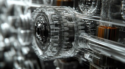 Poster - Transparent Gears And Engine Components Interlock