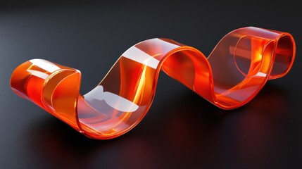 Poster - Abstract Orange Glass Sculpture Wavy Form