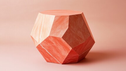 Poster - Coral Colored Geometric Marble Tabletop Display
