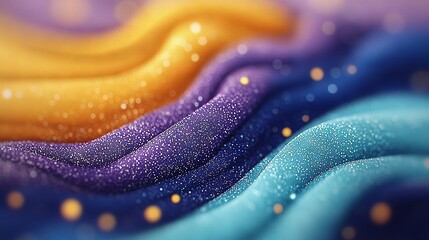 Wall Mural - a close-up view of a multicolored wave with gold dots on top and water droplets on the bottom