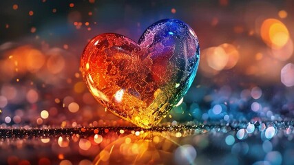 Fototapete - This bright heart-shaped decoration glows with colors in a dreamy, romantic setting.
