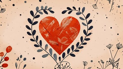 Fototapete - This Vibrant red heart with elegant floral patterns, ideal for celebrating love on Valentine Day.