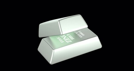 Poster - zinc ingots rotation animation, seamlessly loopable. 3d rendering isolated on transparent background