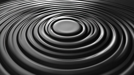 Poster - Dark Liquid Concentric Circles Ripple Pattern Design