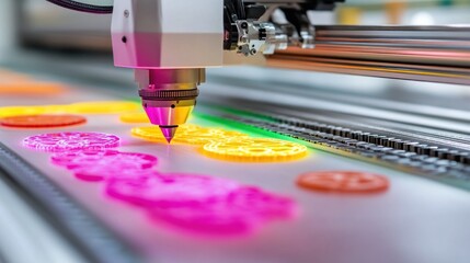 Poster - Laser Cutting Machine Creates Colorful Acrylic Designs