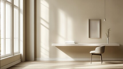 Aufkleber - Minimalist Room Design With Sunlight And Modern Furniture