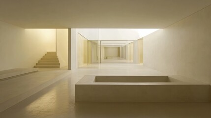 Poster - Minimalist Interior Design Featuring Steps and a Recessed Basin