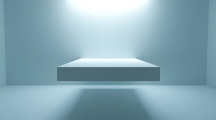 Aufkleber - Minimalist Blue Room Displaying Elevated Square Platform