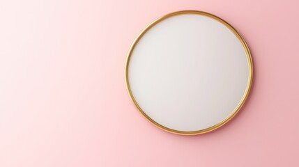 Poster - Gold framed circle on a pink background