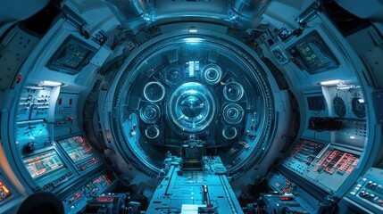Poster - Futuristic Spaceship Interior Control Room Design