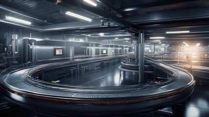 Aufkleber - Futuristic Automated Conveyor System In Modern Factory