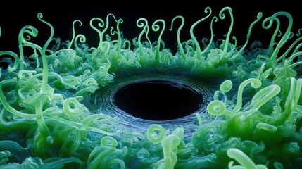 Poster - Abstract Green Tendrils Surround Dark Central Void