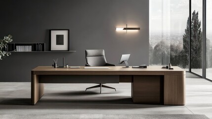 Poster - Modern Executive Office Workspace With Panoramic View