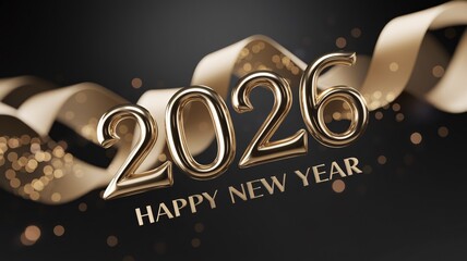 Poster - 2026 Happy New Year Abstract elegant shiny gold colored illustration