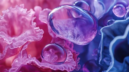 Aufkleber - Abstract Purple and Pink Flower with Water Droplets