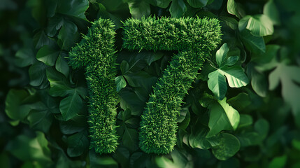 leaf-shaped number seven in green natural environment with ecology concept. sylvan. illustration
