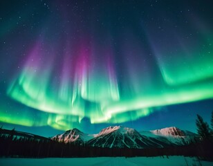 Wall Mural - polarlichter scheinen über einer landschaft mit bergen und meer